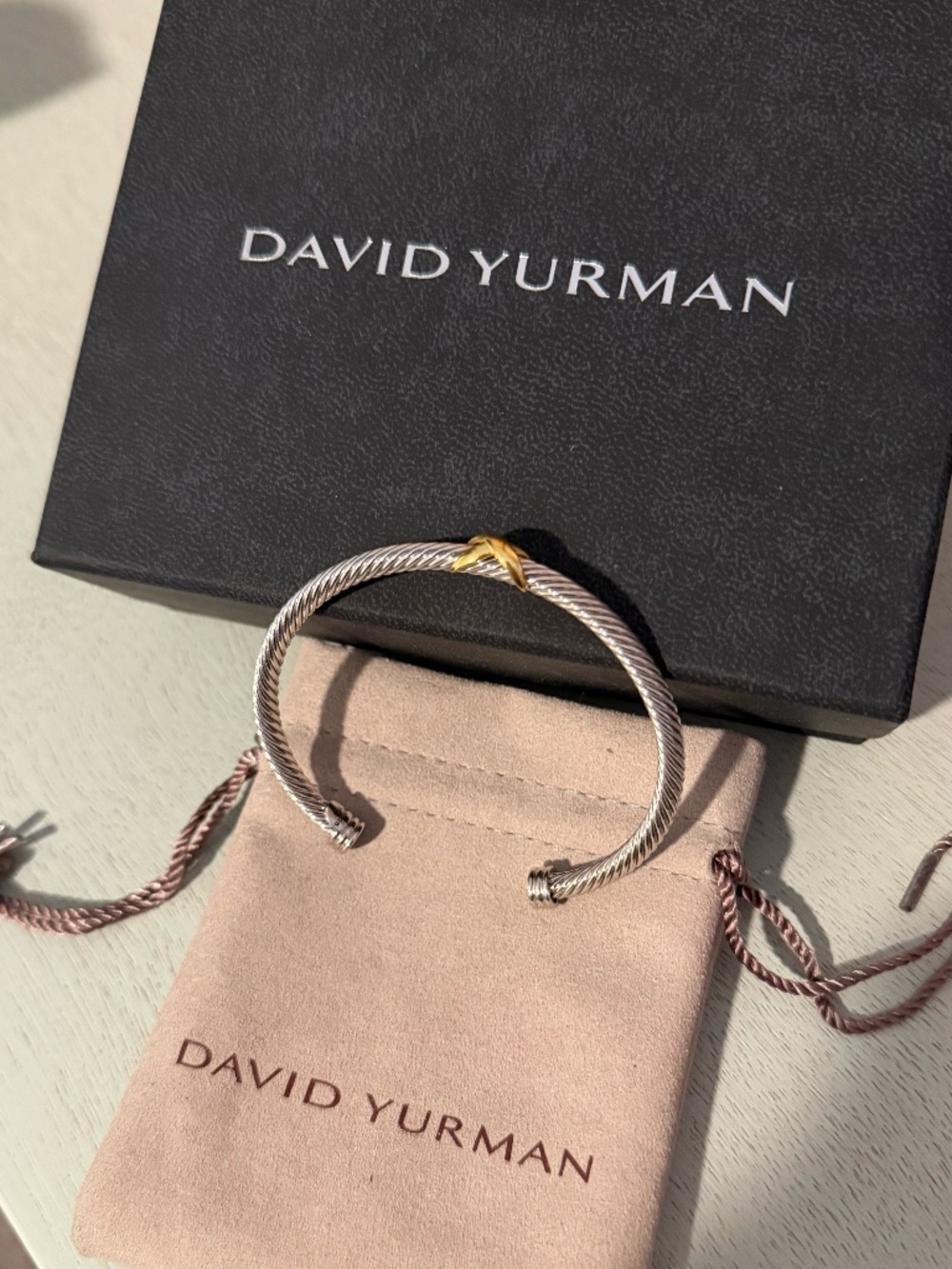 This David Yurman Classic Cable cuff bracelet Gold X